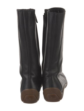 Gucci Web Accent Leather Rain Boots