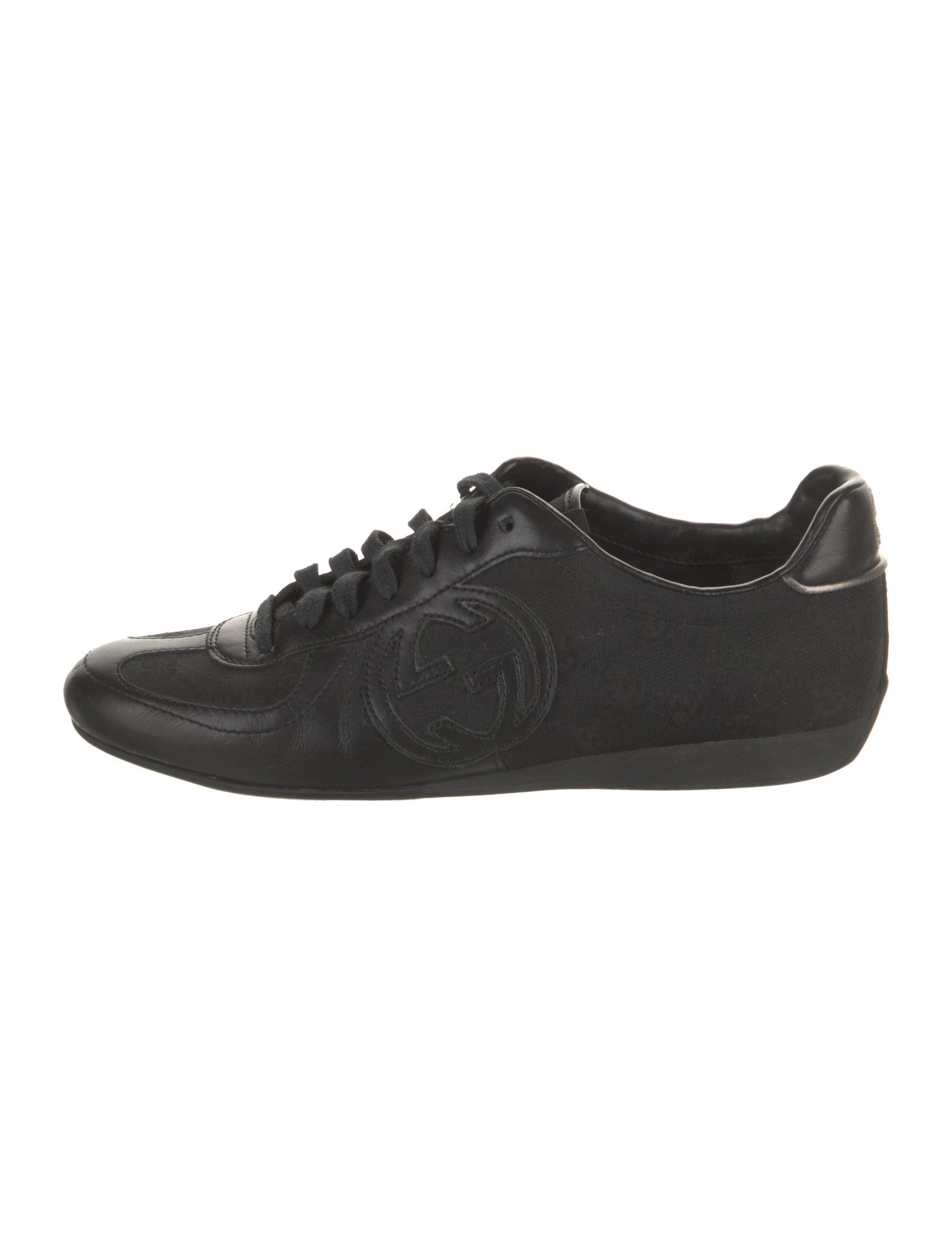Gucci Canvas Leather Trim Embellishment Sneakers
