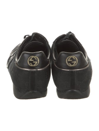 Gucci Canvas Leather Trim Embellishment Sneakers