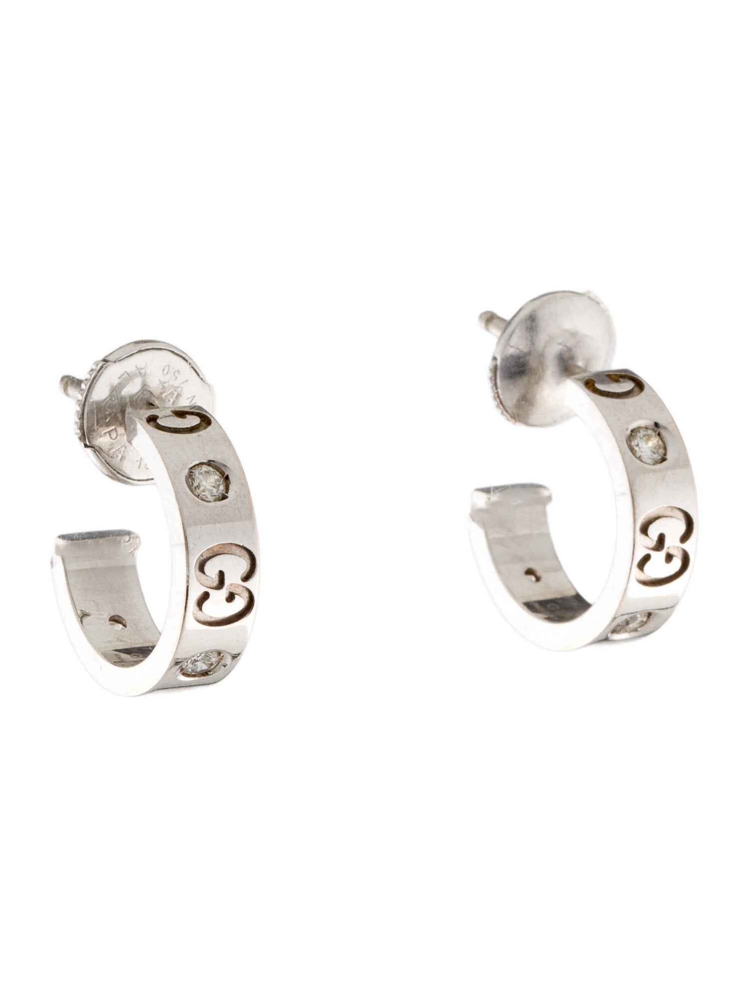 Gucci 18K Diamond Icon Hoop Earrings