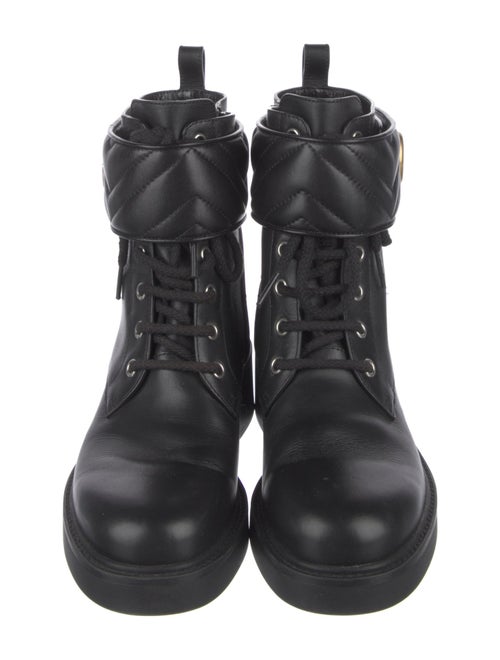 Gucci Double G Logo Leather Combat Boots