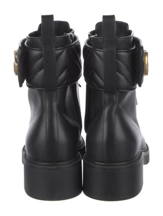 Gucci Double G Logo Leather Combat Boots