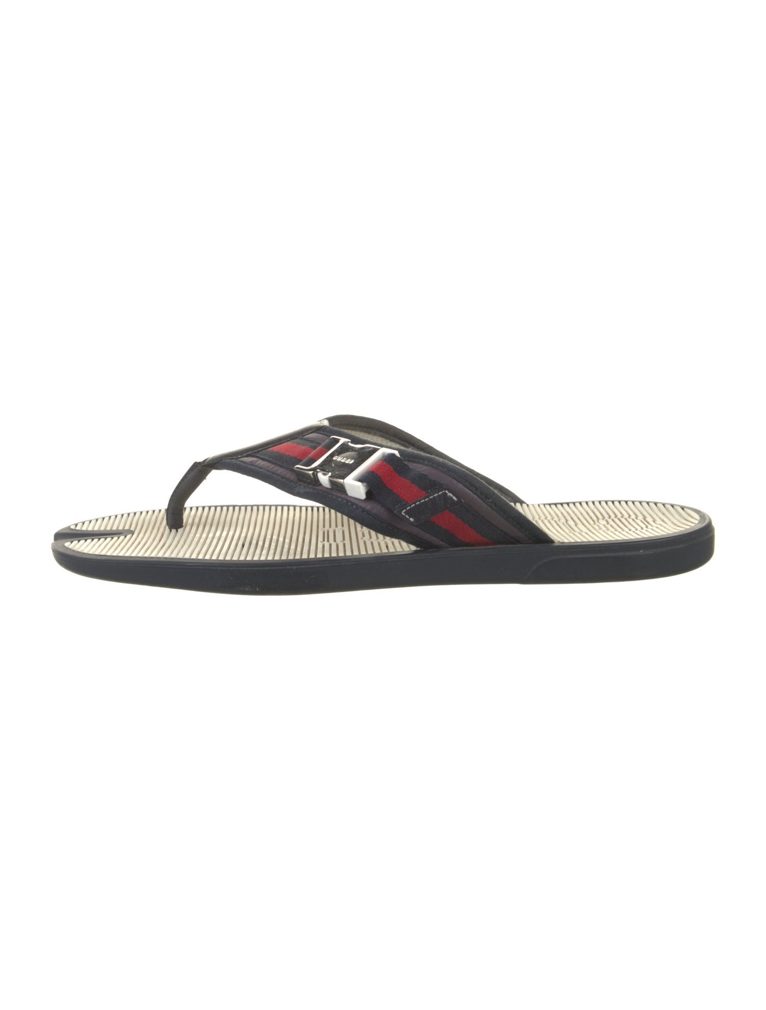 Gucci Web Accent Rubber Flip Flops
