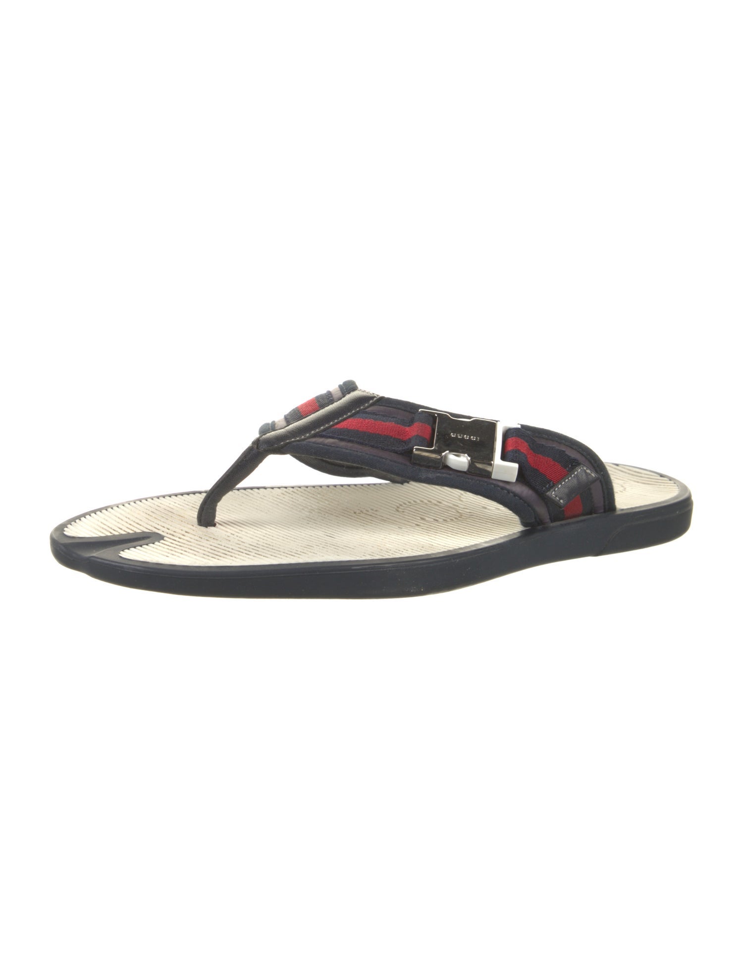 Gucci Web Accent Rubber Flip Flops