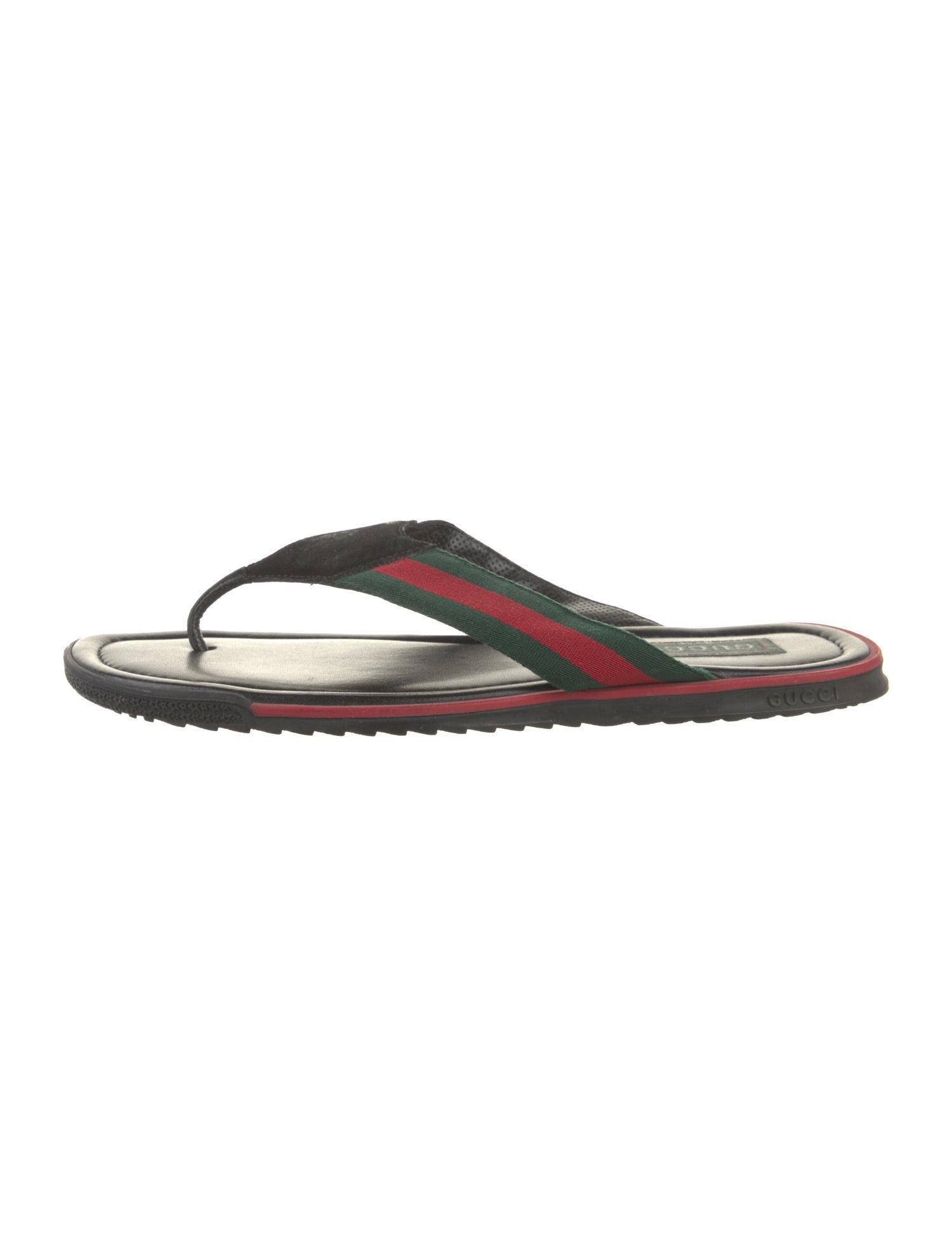 Gucci Vintage Web Accent Flip Flops