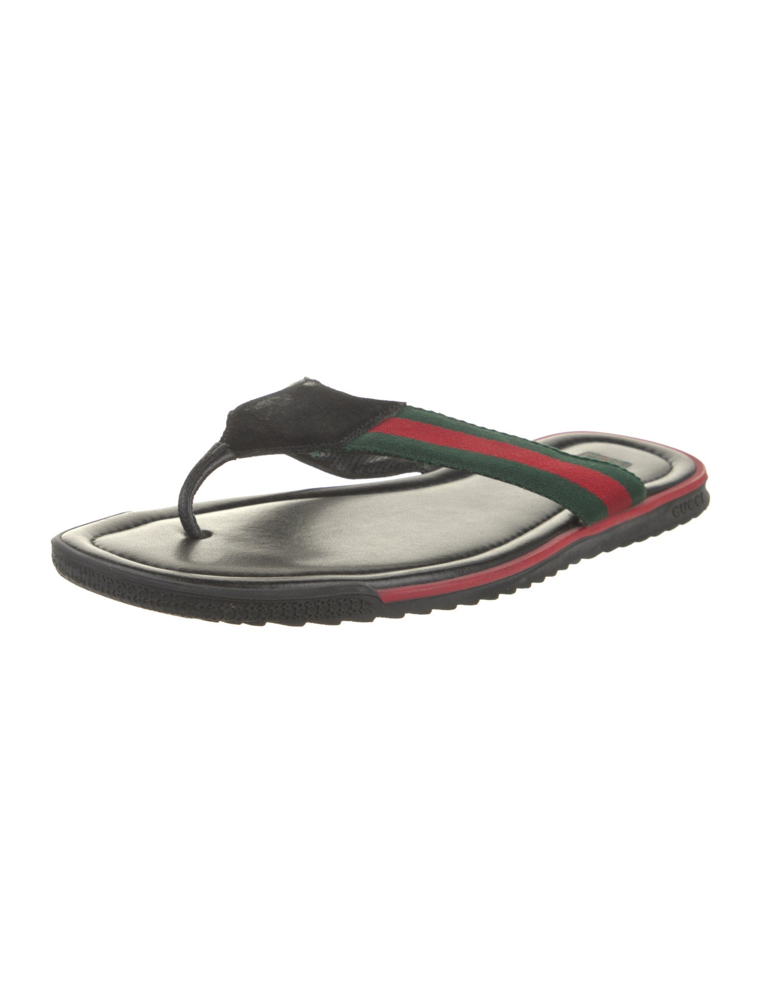 Gucci Vintage Web Accent Flip Flops