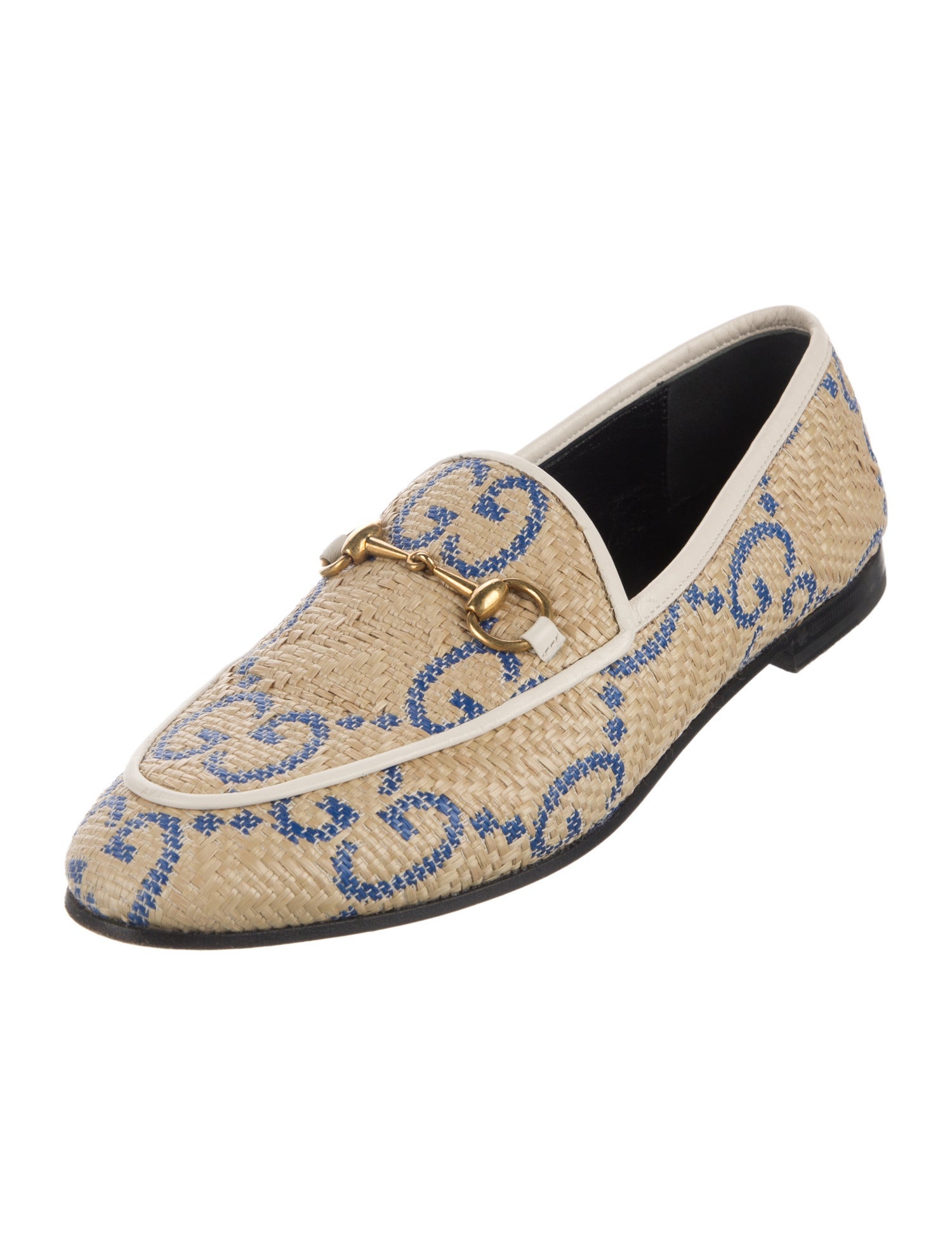 Gucci GG Logo Straw Loafers