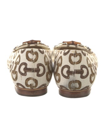 Gucci Horsebit Accent Canvas Ballet Flats