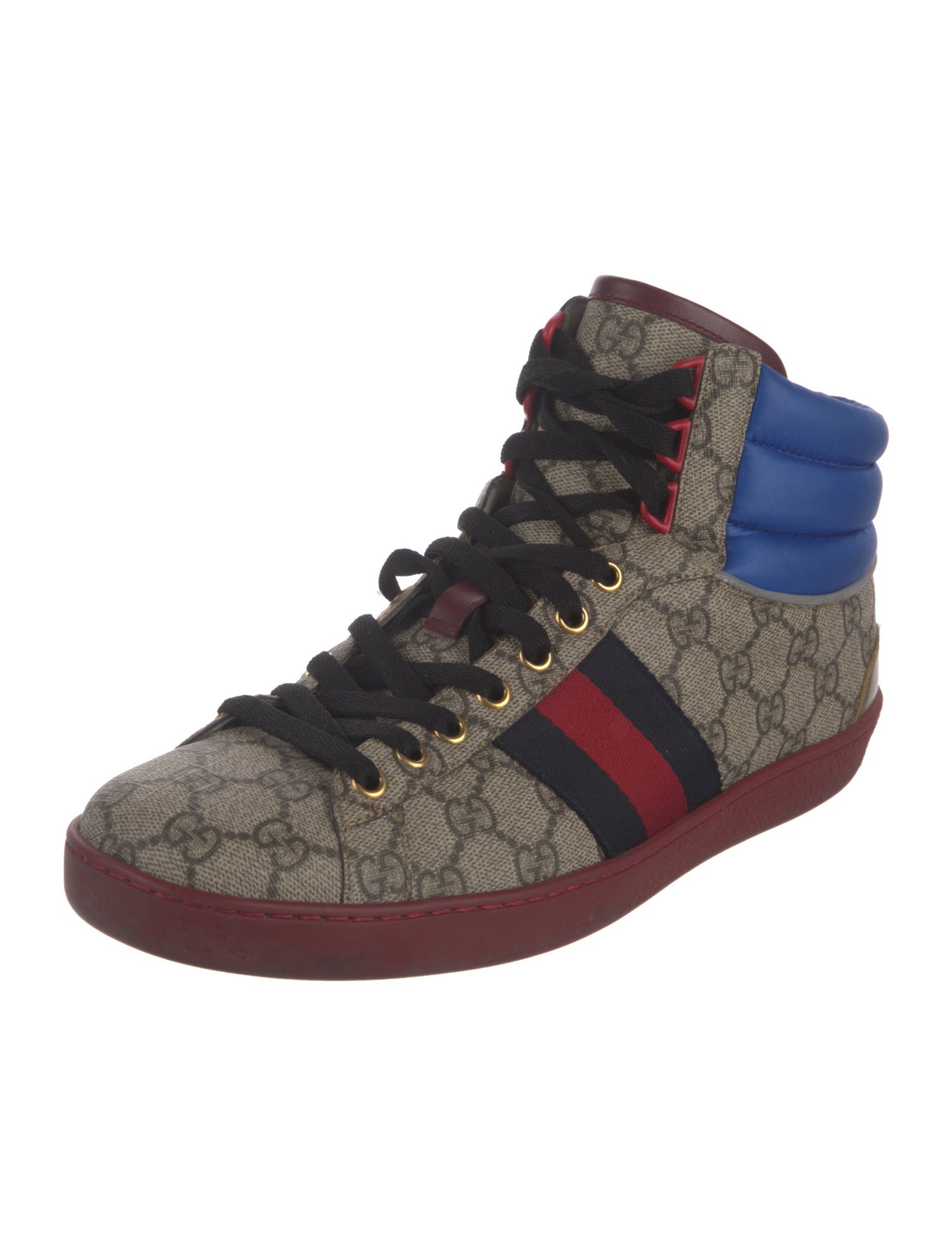 Gucci GG Supreme Leather Trim Embellishment Sneakers