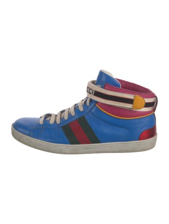 Gucci Leather Colorblock Pattern Sneakers