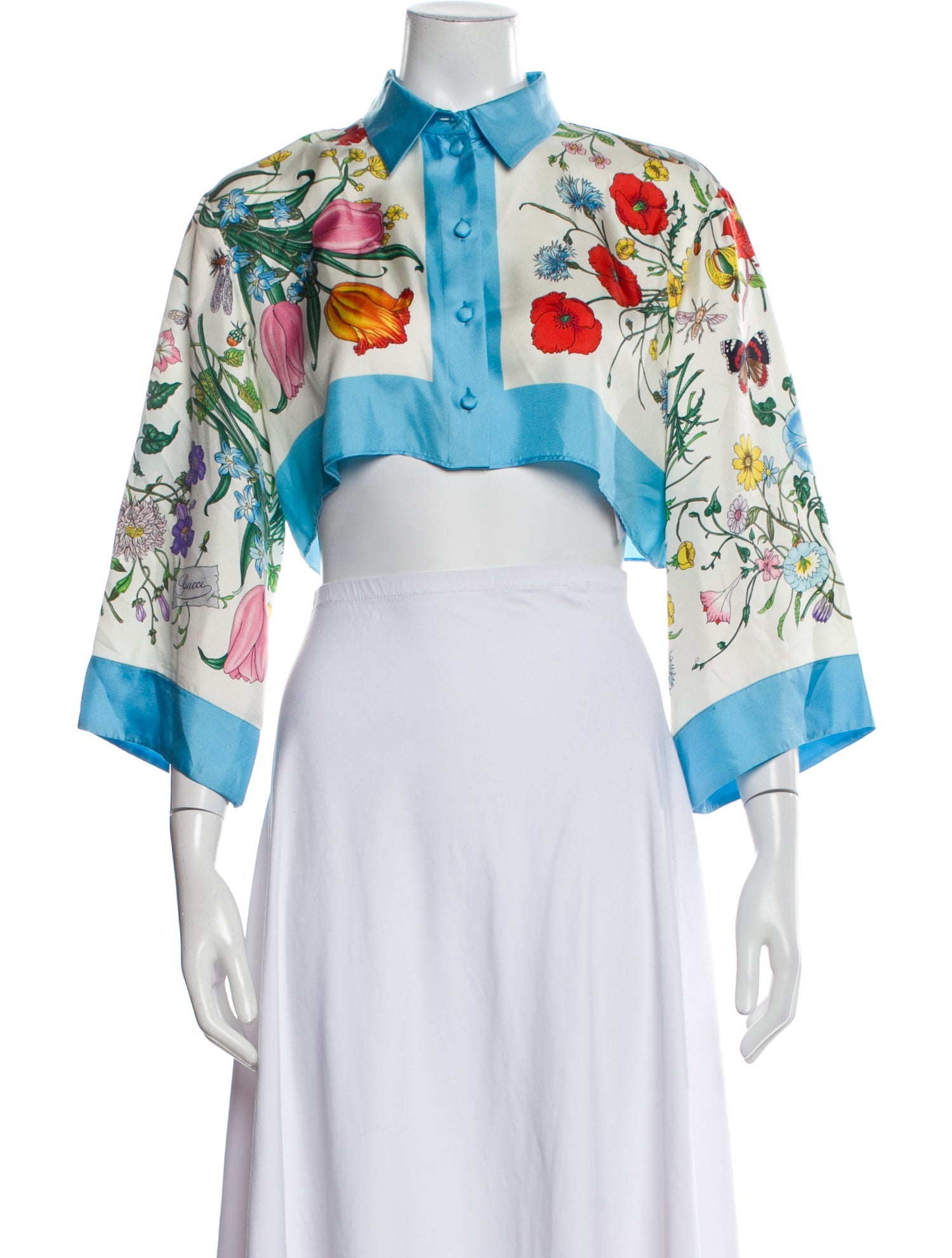 Gucci Silk Floral Print Crop Top