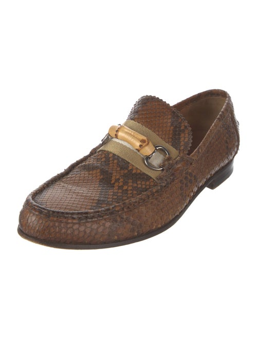 Gucci Horsebit Accent Snakeskin Loafers