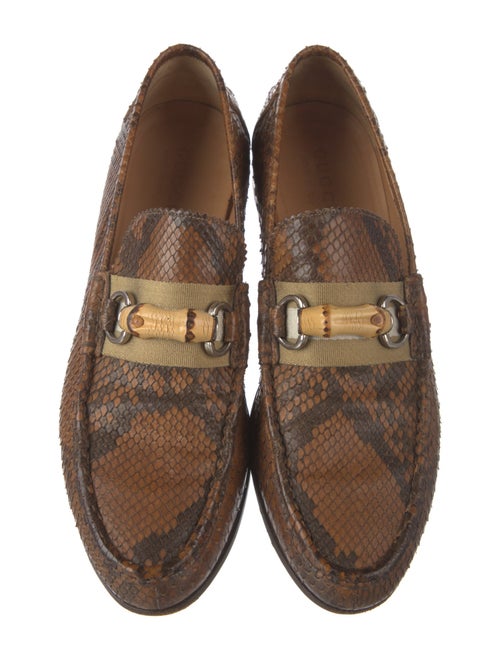 Gucci Horsebit Accent Snakeskin Loafers