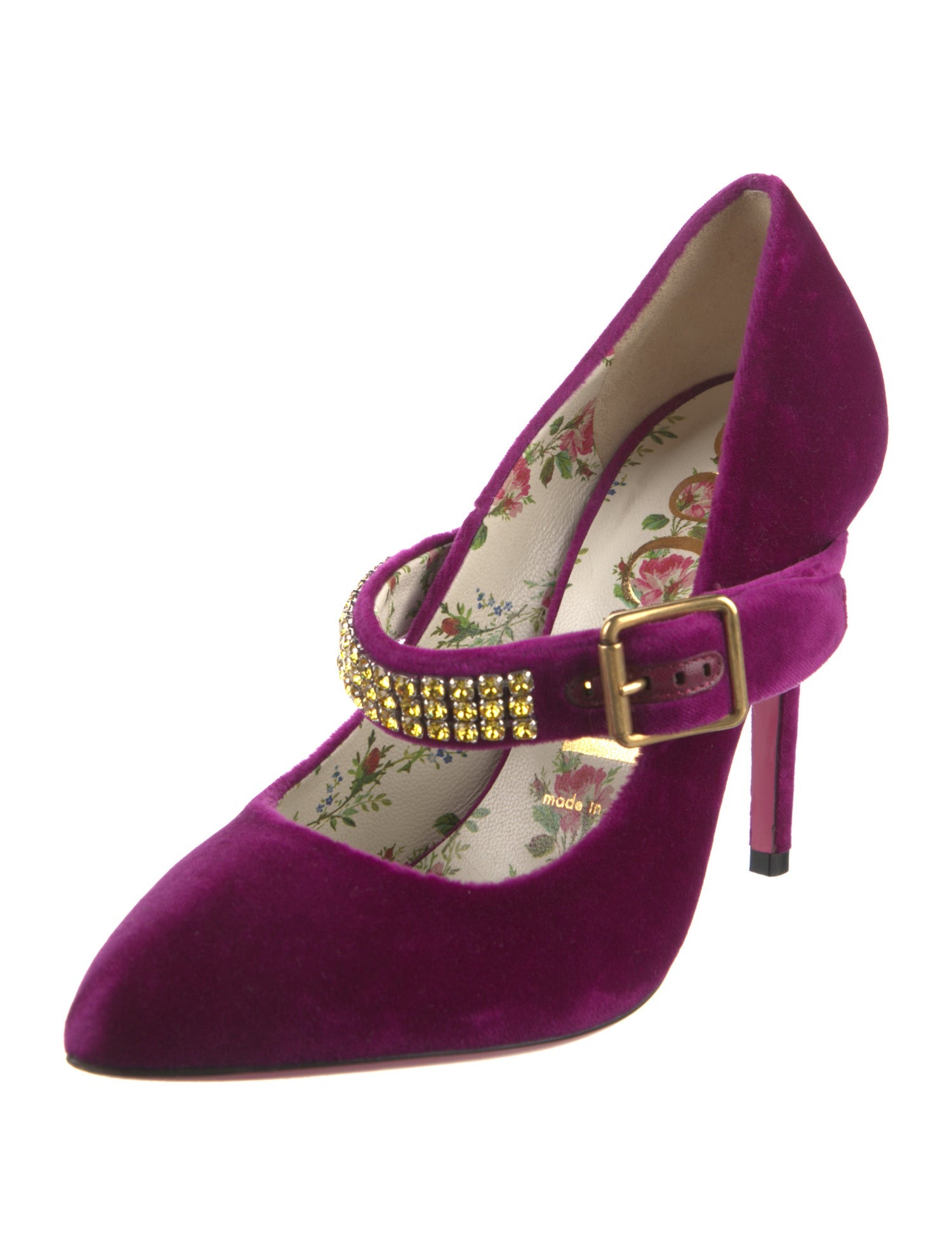 Gucci Velvet Crystal Embellishments Pumps