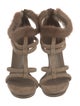 Gucci Suede Fur Trim Gladiator Sandals
