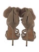 Gucci Suede Fur Trim Gladiator Sandals