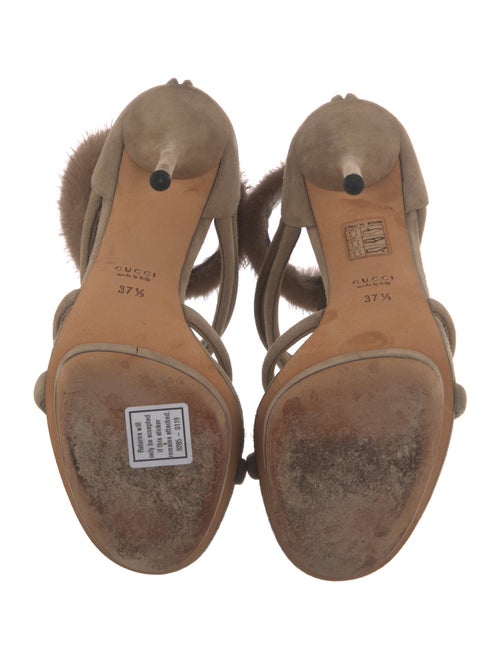Gucci Suede Fur Trim Gladiator Sandals