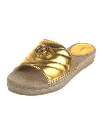 Gucci Double G Logo Leather Espadrilles