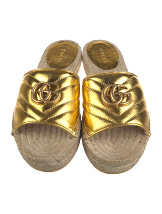 Gucci Double G Logo Leather Espadrilles