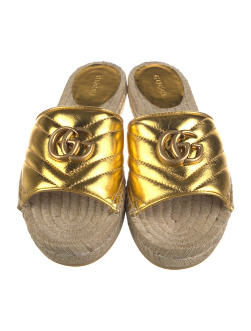 Gucci Double G Logo Leather Espadrilles
