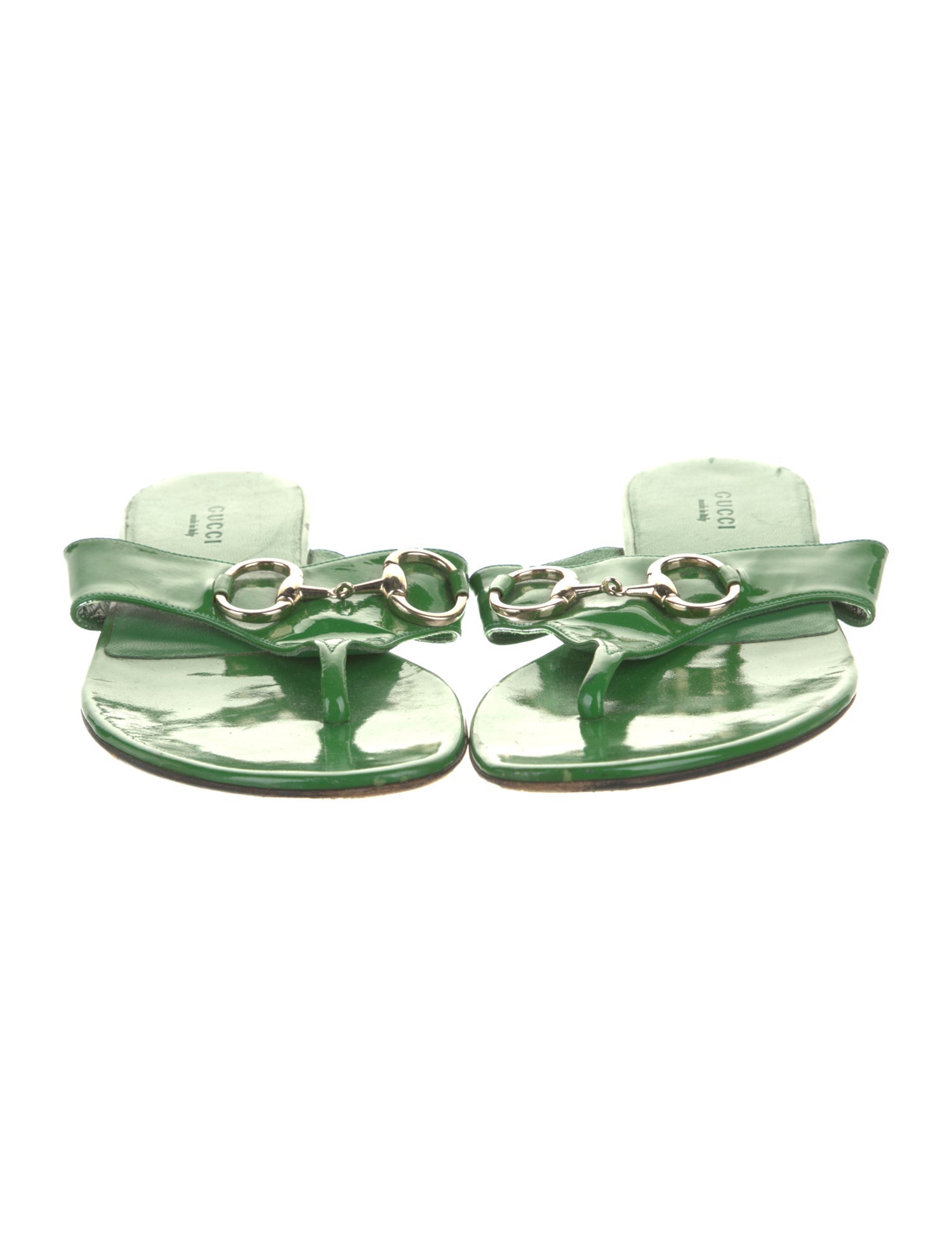 Gucci Horsebit Accent Patent Leather Slides