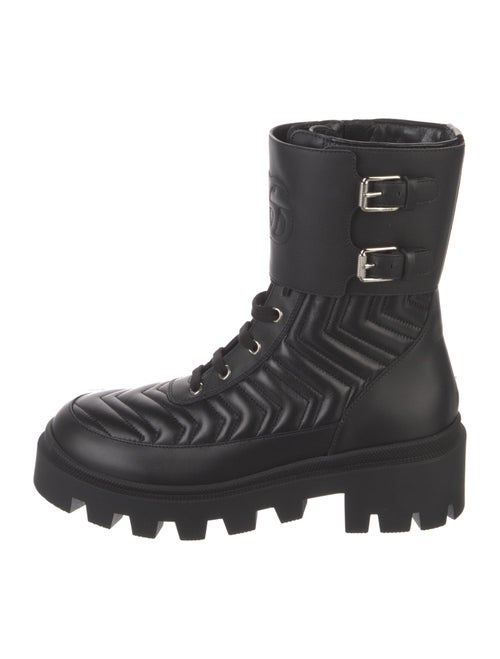 Gucci Running GG Logo Leather Combat Boots