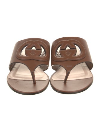 Gucci Interlocking G Logo Leather Slides