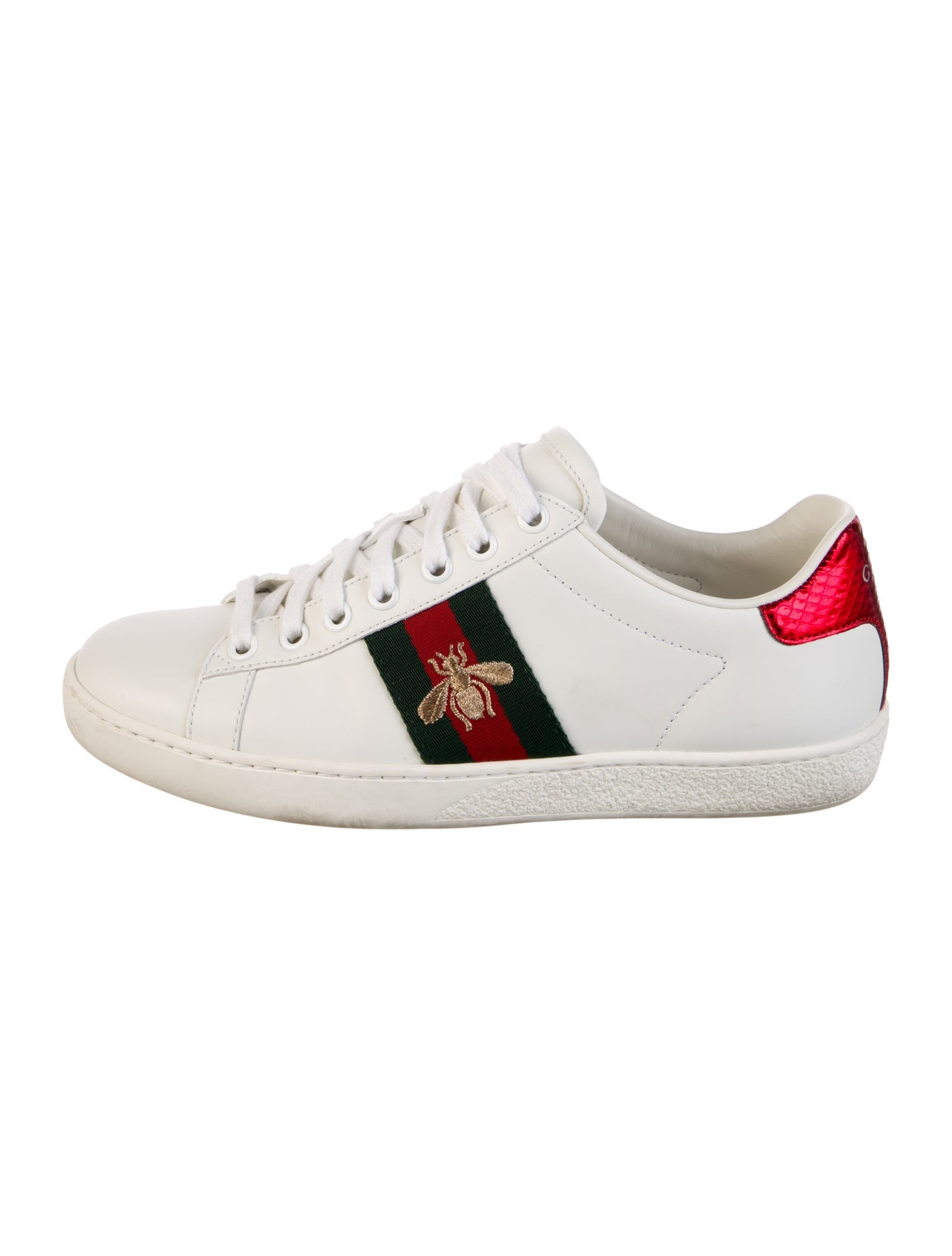 Gucci Web Accent Leather Sneakers