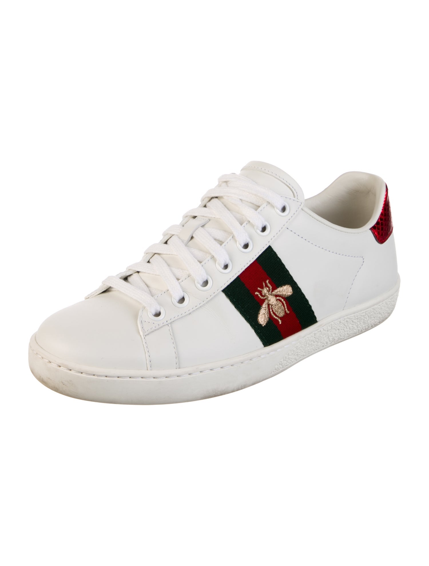 Gucci Web Accent Leather Sneakers