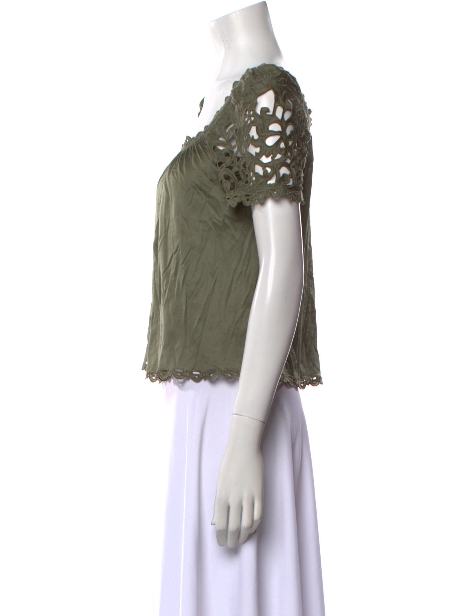 Gucci Square Neckline Short Sleeve Blouse