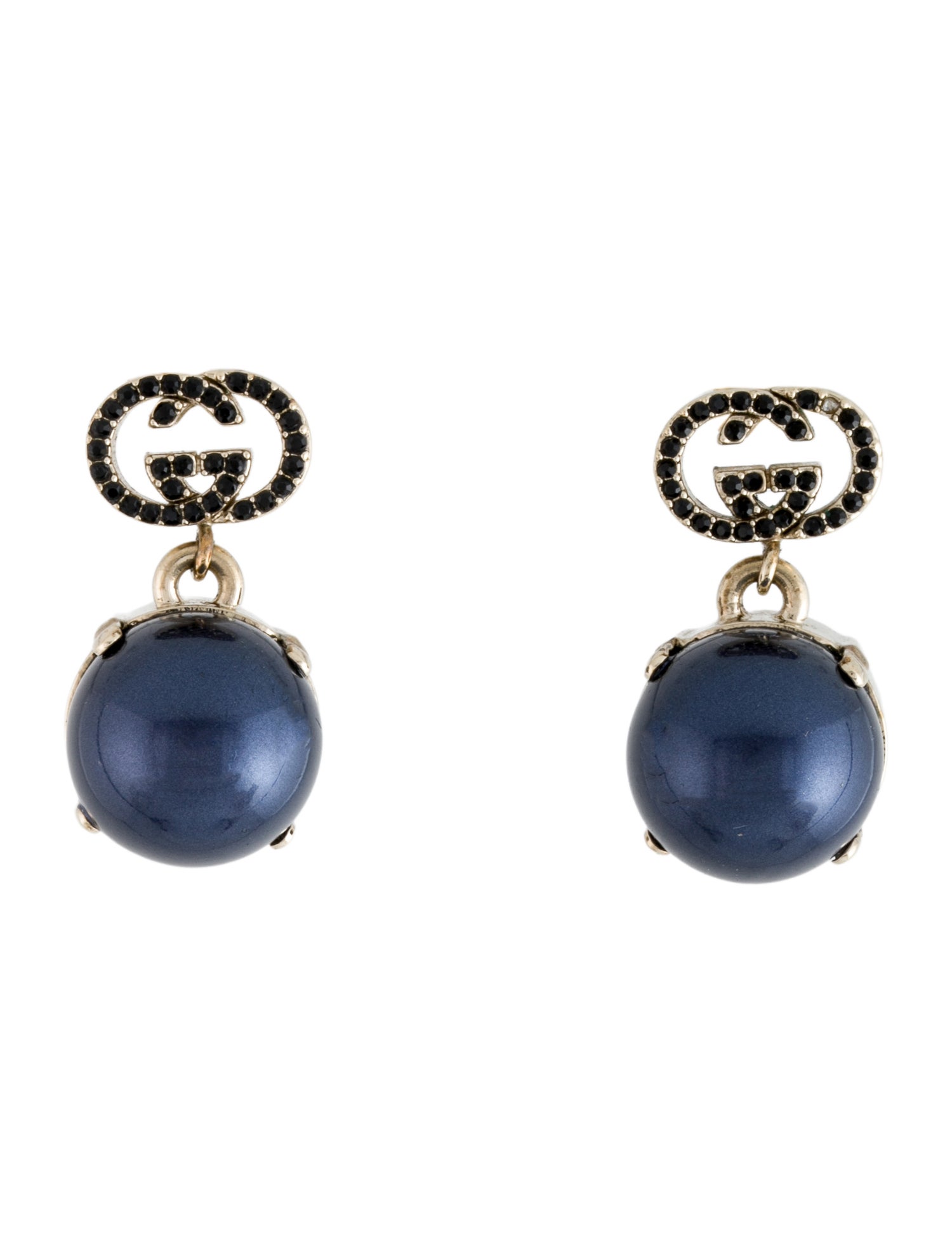 Gucci Crystal & Faux Pearl Drop Earrings