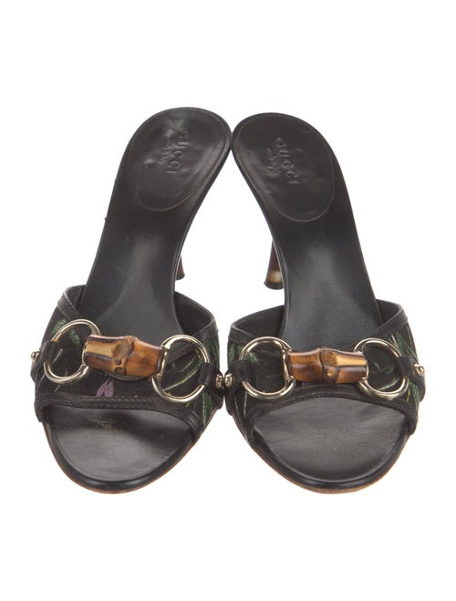 Gucci Flora Print Leather Slides