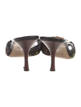 Gucci Flora Print Leather Slides