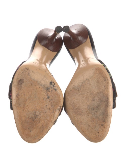 Gucci Flora Print Leather Slides