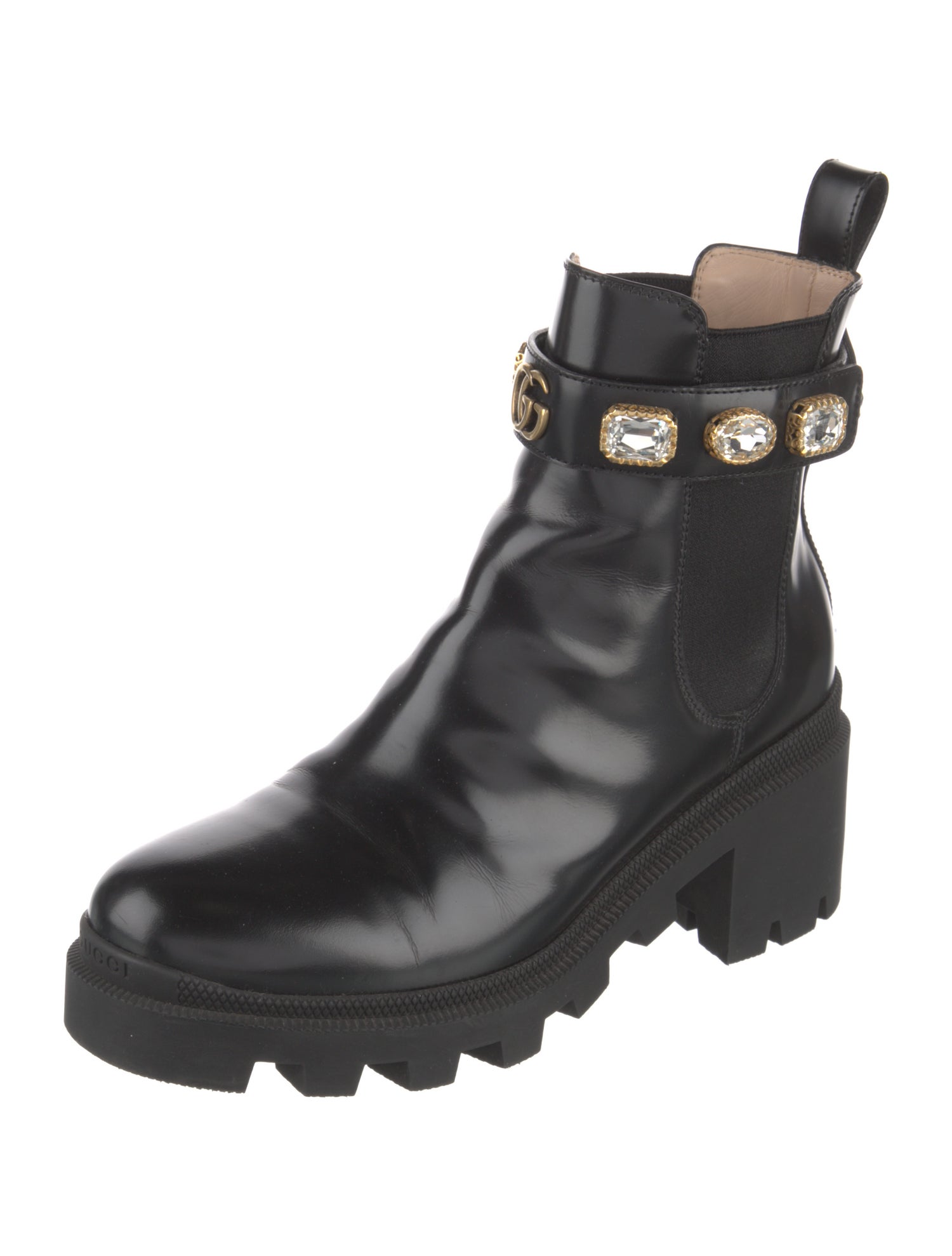 Gucci Double G Logo Leather Chelsea Boots