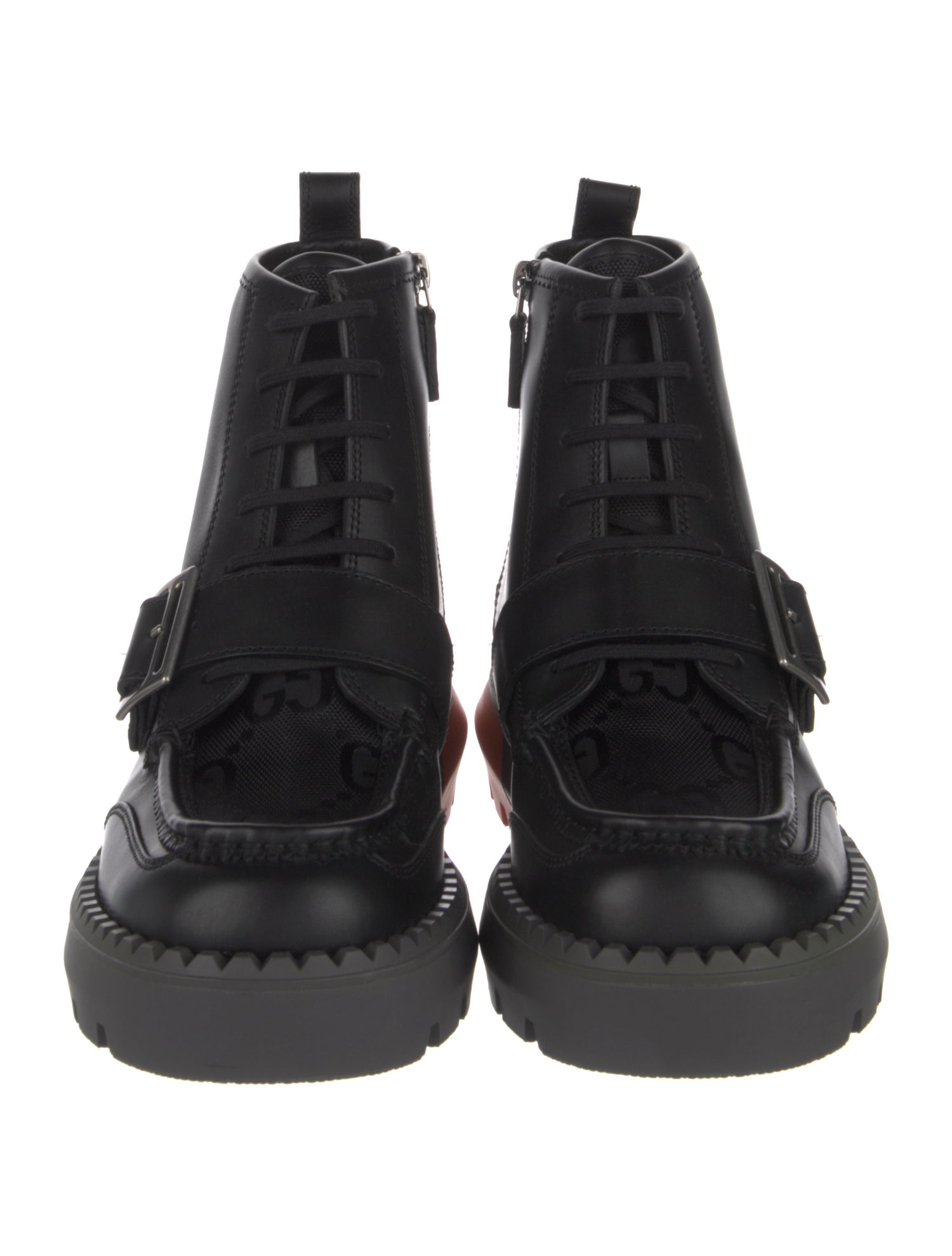 Gucci GG Canvas Leather Lace-Up Boots