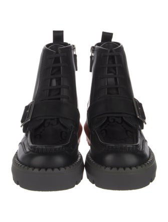 Gucci GG Canvas Leather Lace-Up Boots