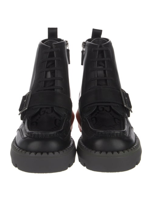Gucci GG Canvas Leather Lace-Up Boots