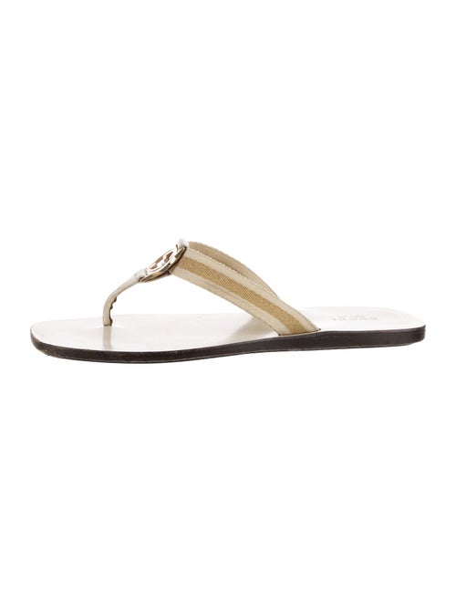 Gucci Web Accent Canvas T-Strap Sandals
