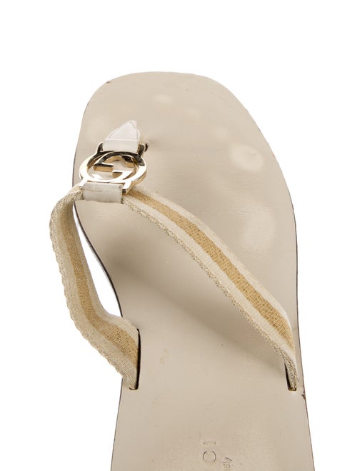 Gucci Web Accent Canvas T-Strap Sandals
