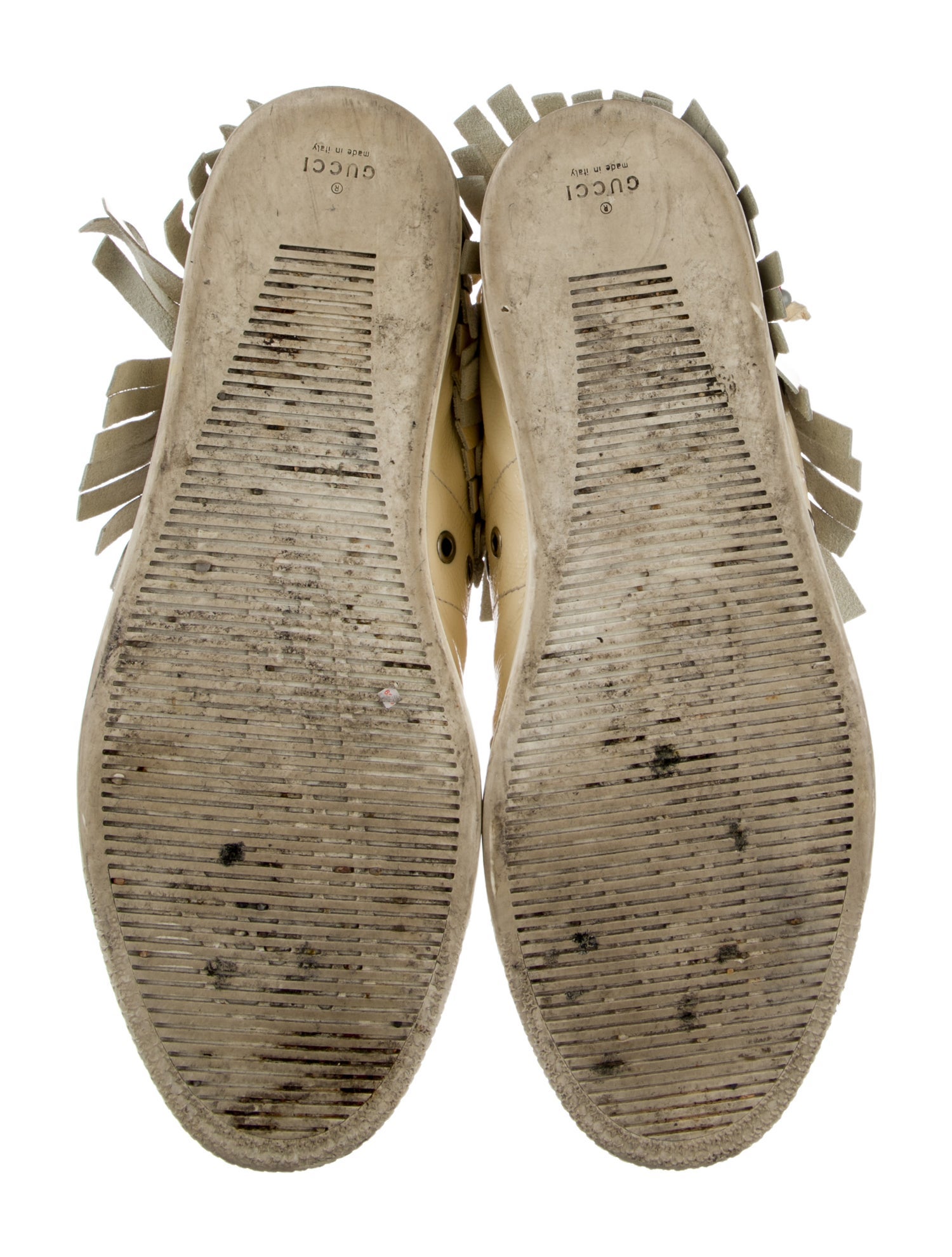 Gucci Patent Leather Fringe Trim Accent Sneakers