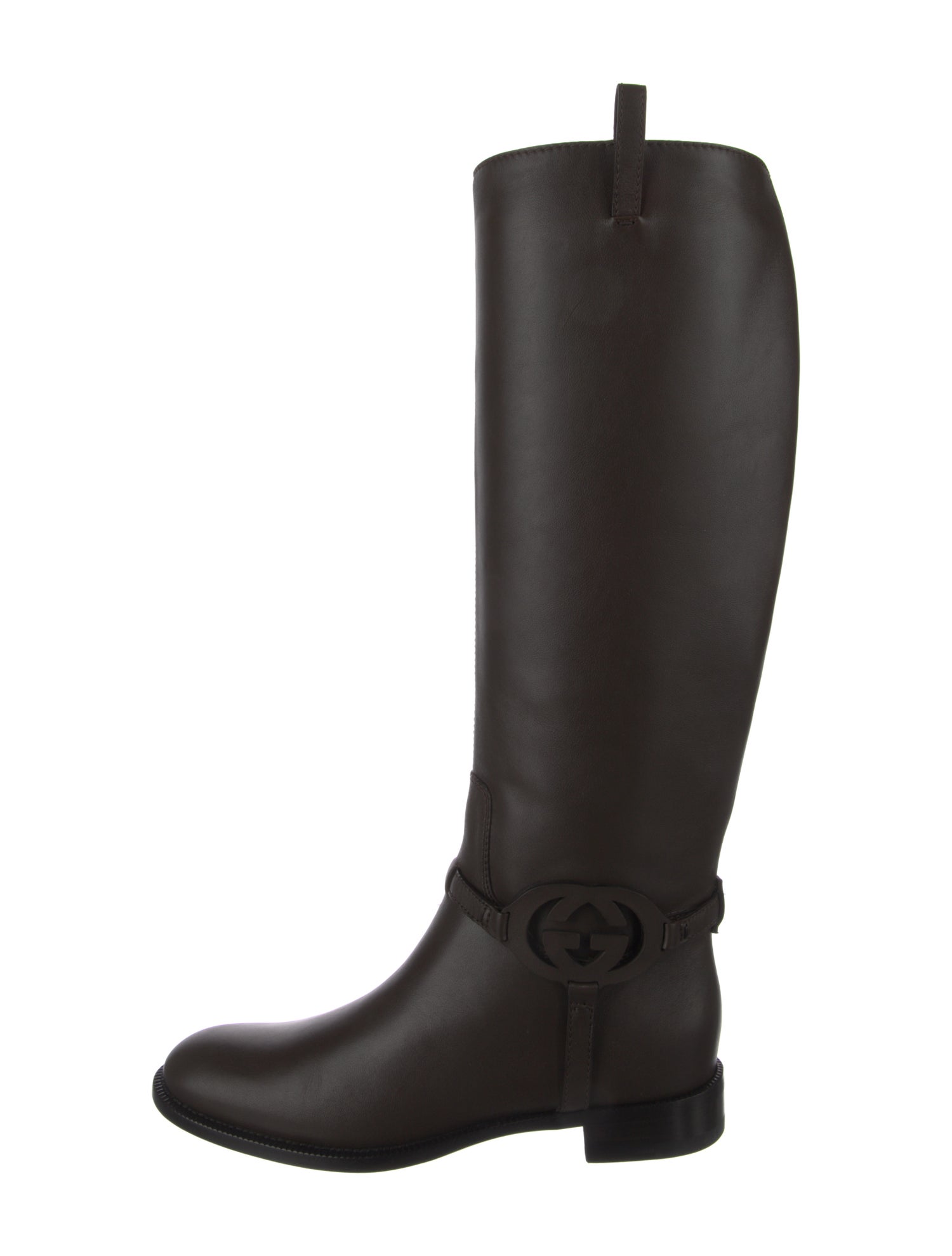 Gucci Interlocking G Logo Leather Riding Boots