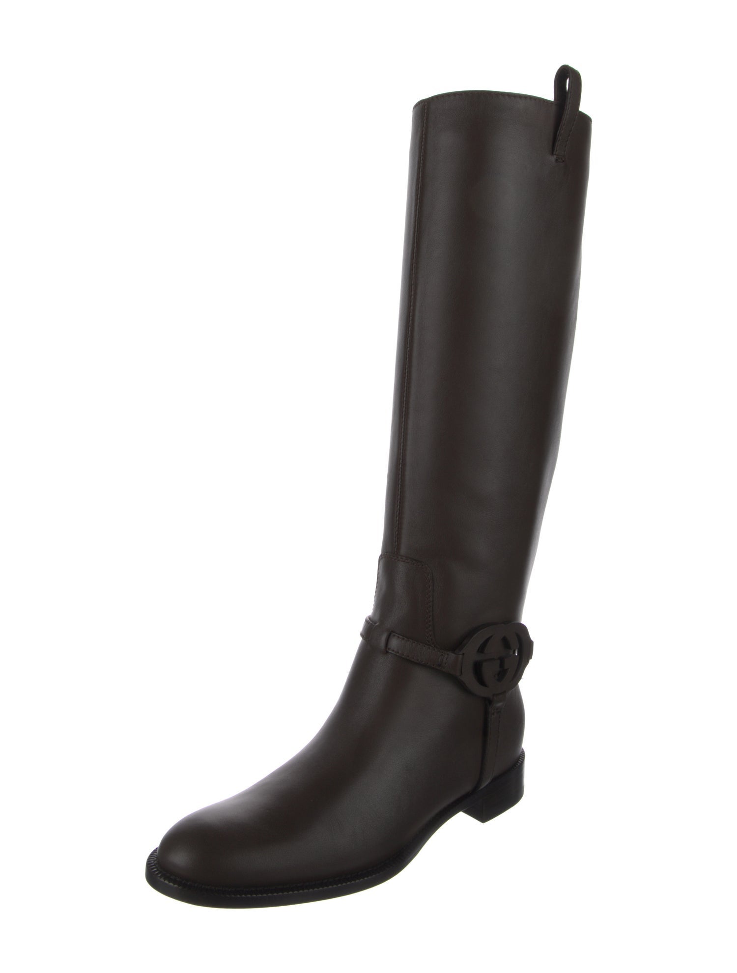 Gucci Interlocking G Logo Leather Riding Boots