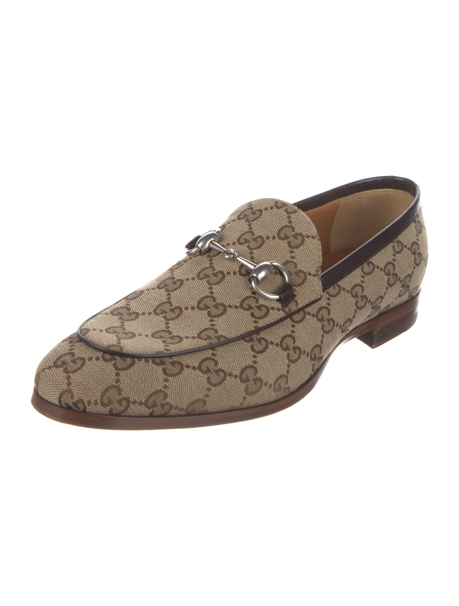 Gucci Horsebit Accent Canvas Dress Loafers