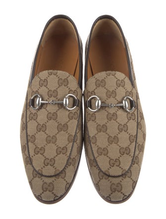 Gucci Horsebit Accent Canvas Dress Loafers
