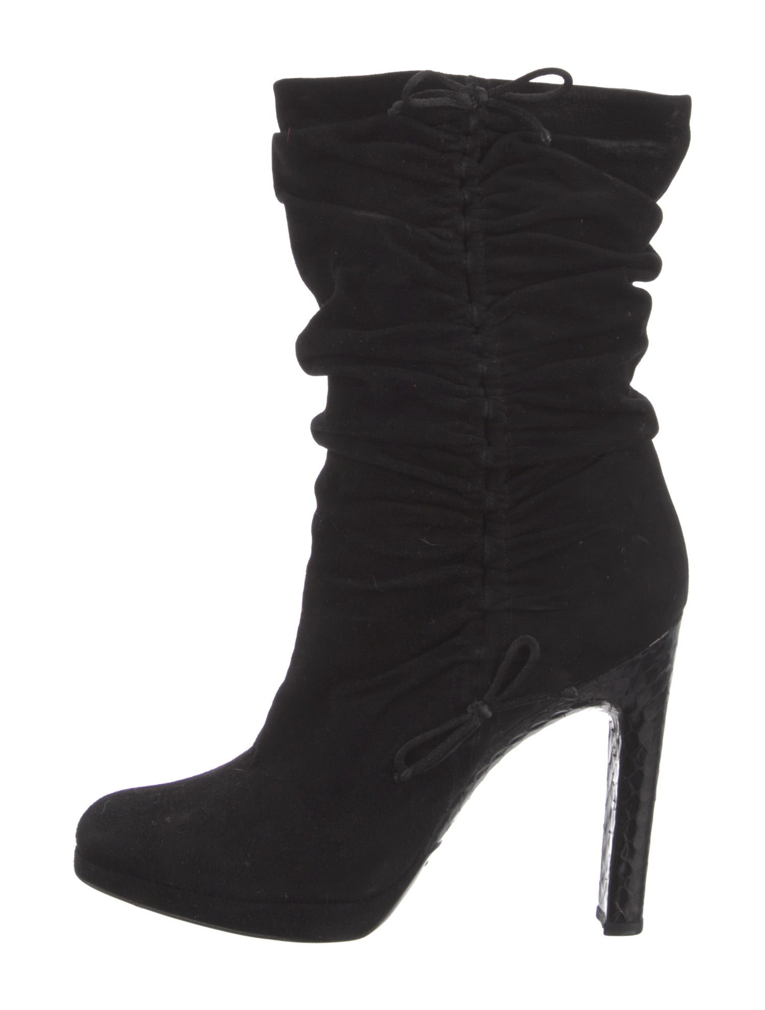 Gucci Suede Bow Accents Slouch Boots