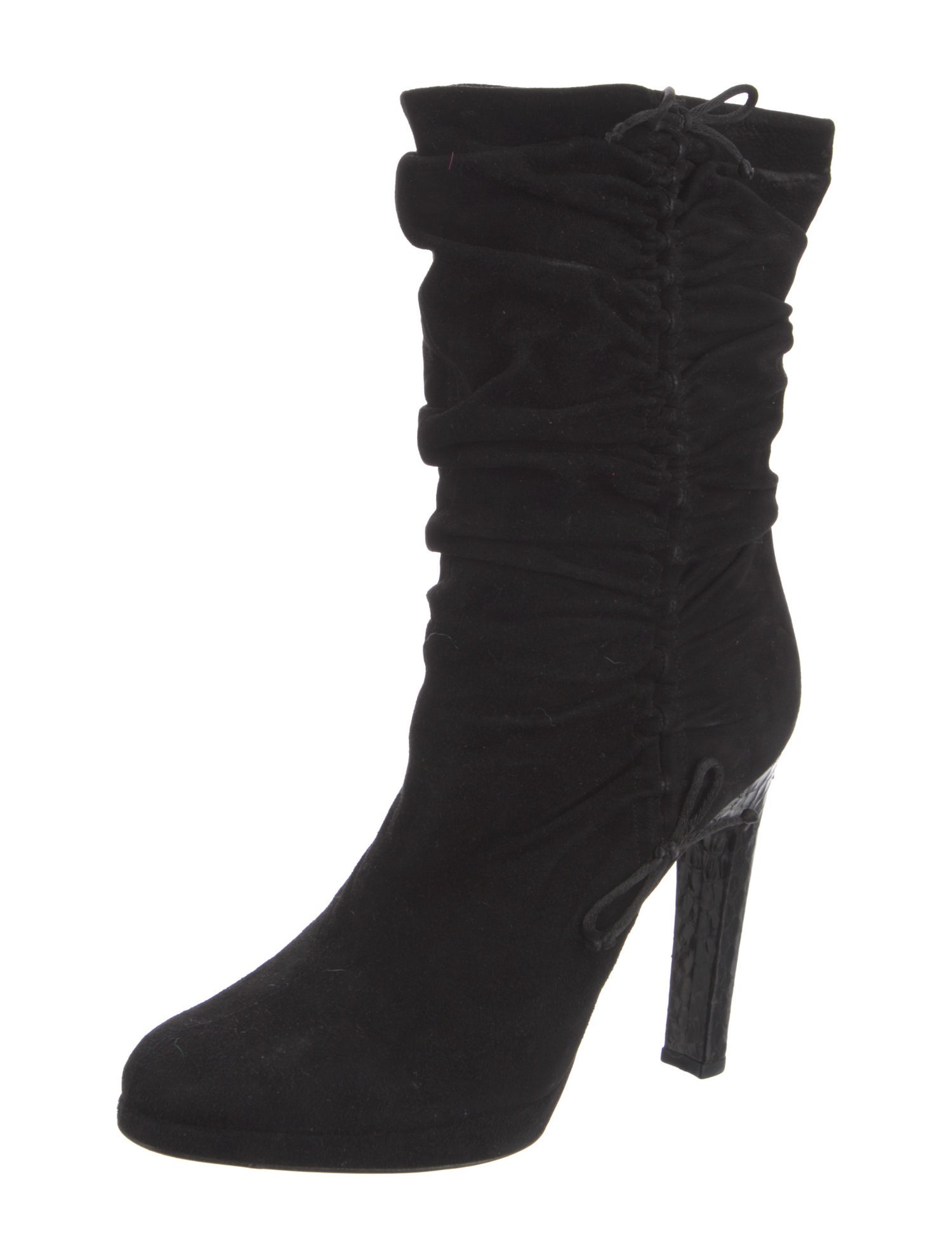 Gucci Suede Bow Accents Slouch Boots