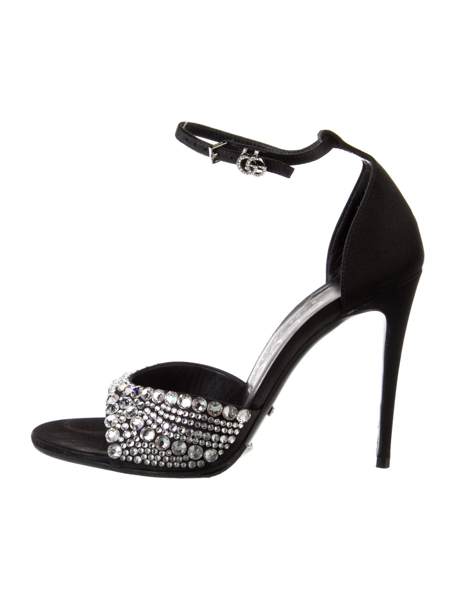 Gucci Double G Logo Satin Sandals