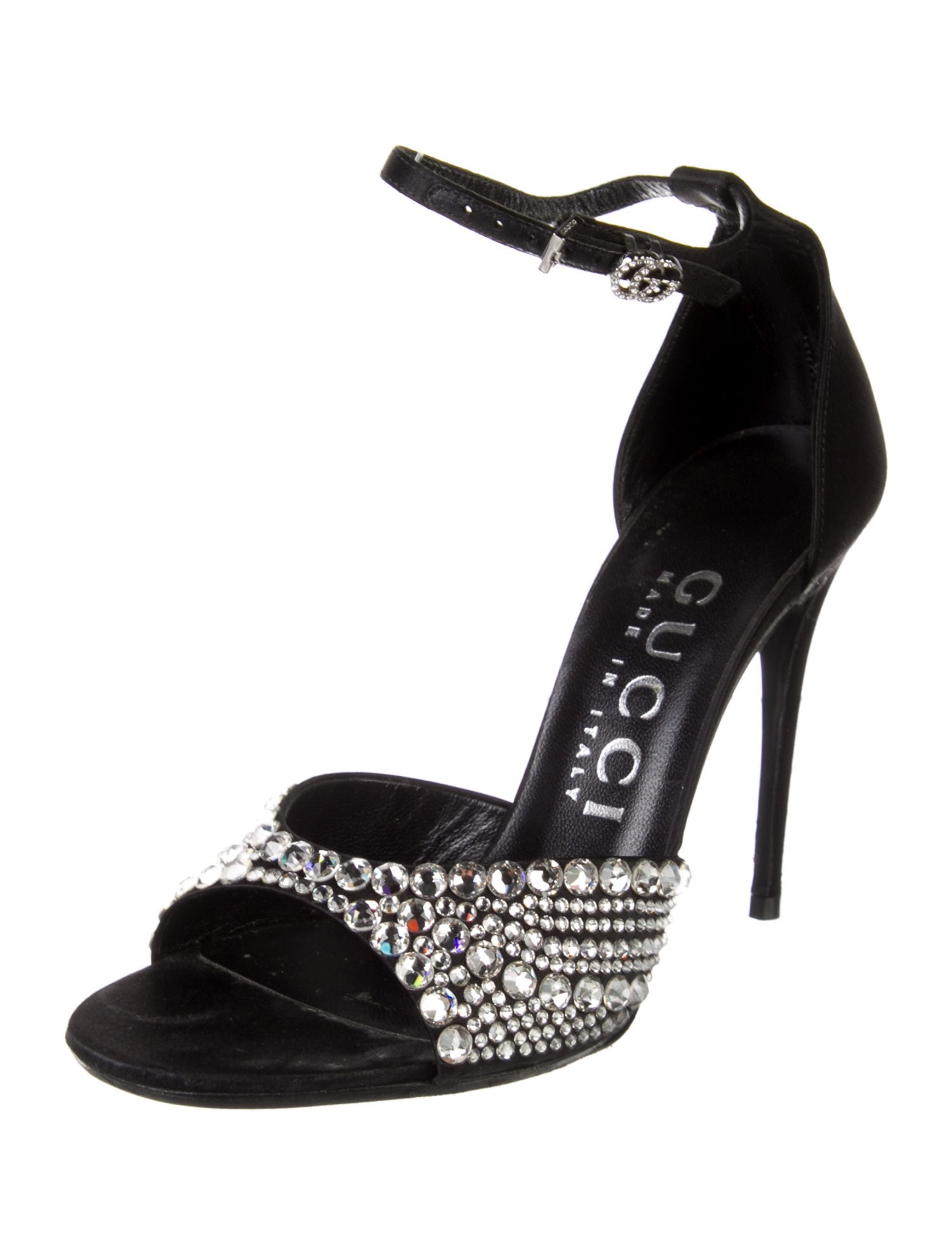 Gucci Double G Logo Satin Sandals