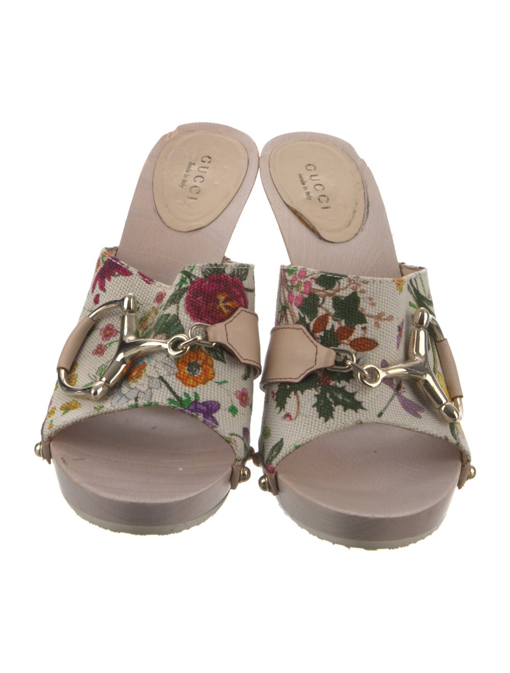 Gucci Canvas Slides Neutrals Flora Print & Horseb… - image 3